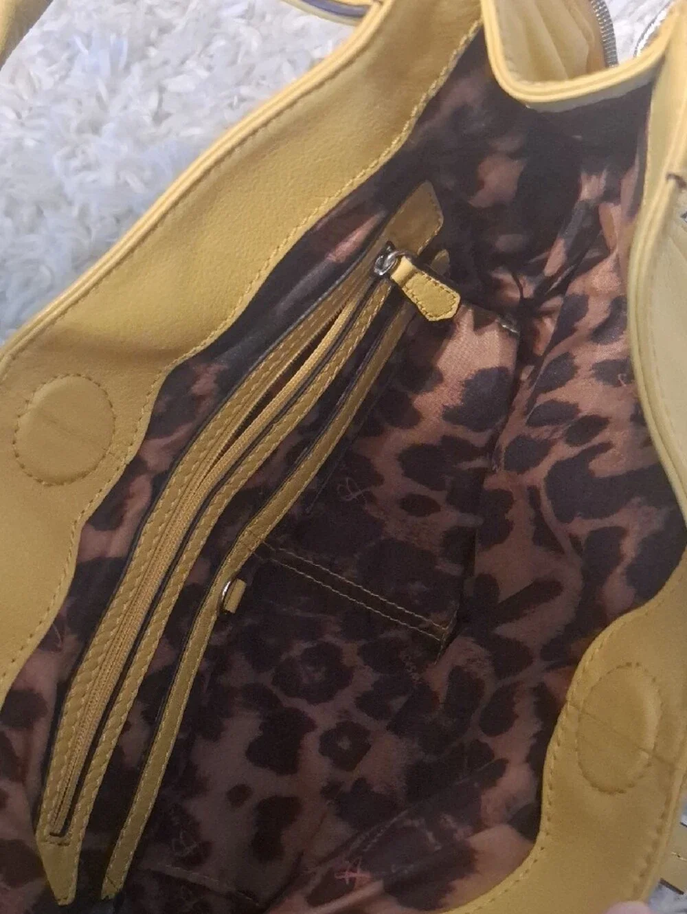 b. makowsky Yellow Leather Shoulder Hobo with Front Zips